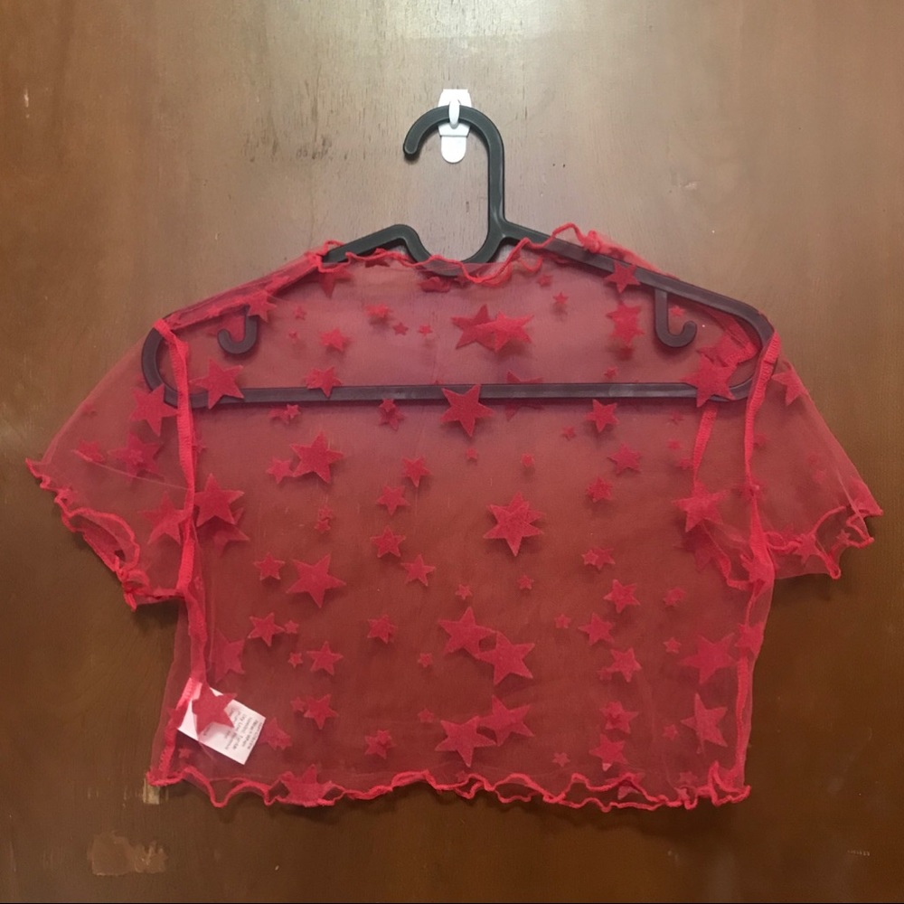 red mesh star crop top